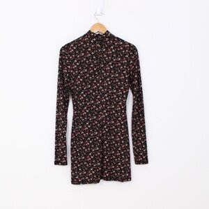 Palm Angels Black Floral Long Sleeve Dress